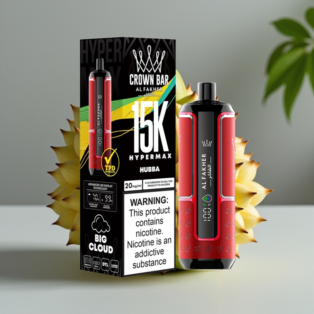 Al Fakher Crown Bar 15K Hypermax Disposable Vape Kit Hubba 22ml 600mAh Type-C