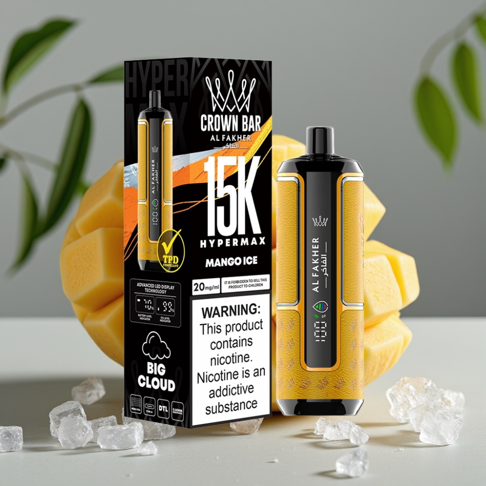 Al Fakher Crown Bar 15K Hypermax Disposable Vape Kit Mango IJs - 22ml, 600mAh, Type-C