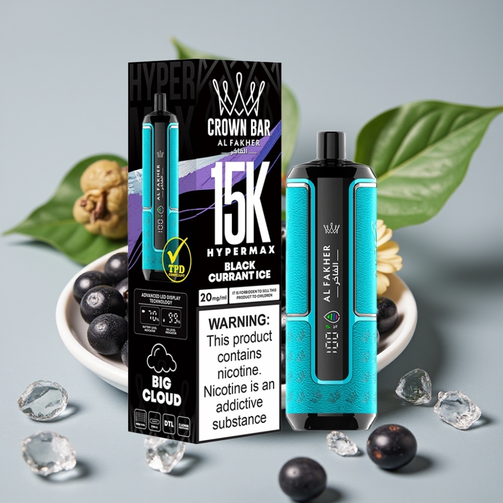 Al Fakher Crown Bar 15K Hypermax Disposable Vape Kit Zwarte Bes IJs – 22ml, 600mAh, Type-C