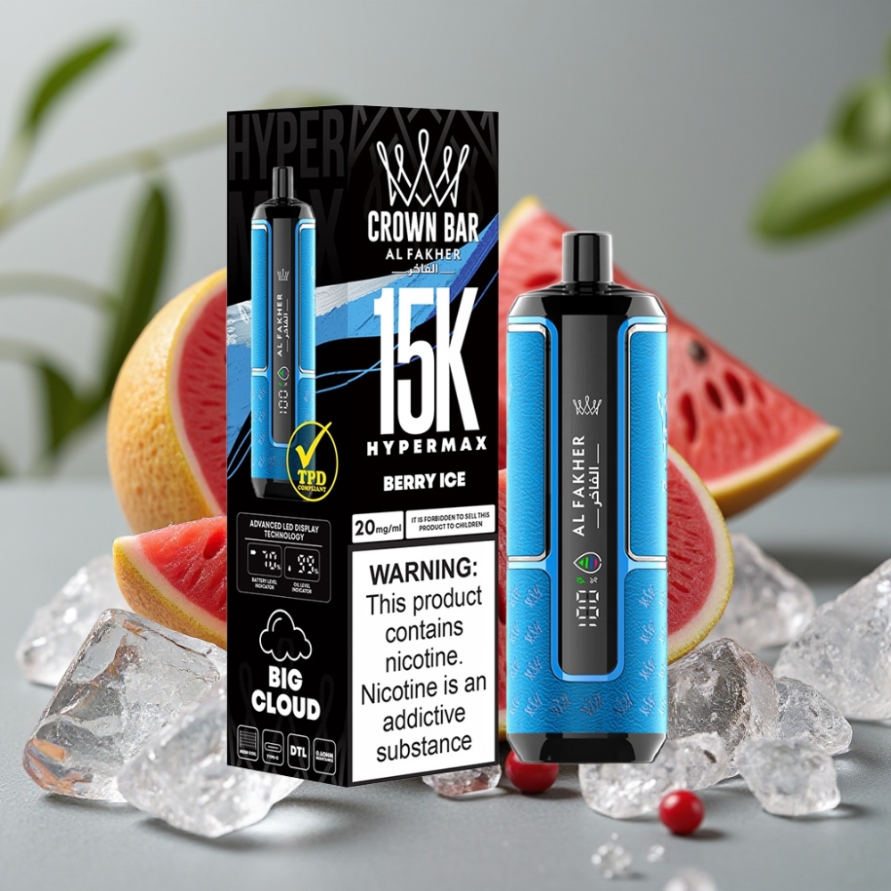 Al Fakher Crown Bar 15K Hypermax Wegwerp Vape Kit Berry Ice 22ml 15.000 pufs