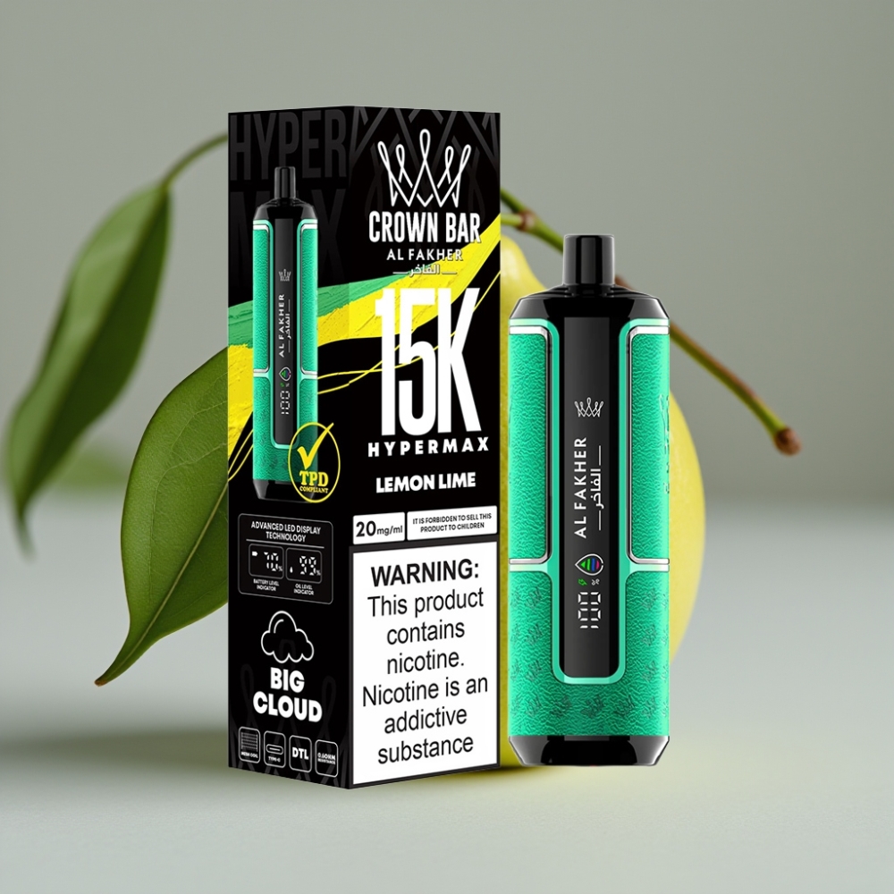 Al Fakher Crown Bar 15K Hypermax Wegwerp Vape Kit Citroen Limoen – 22ml, 600mAh