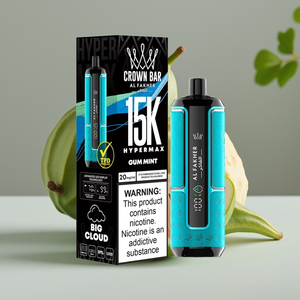 Al Fakher Crown Bar 15K Hypermax Wegwerp Vape Kit Gum Munt 22ml 600mAh