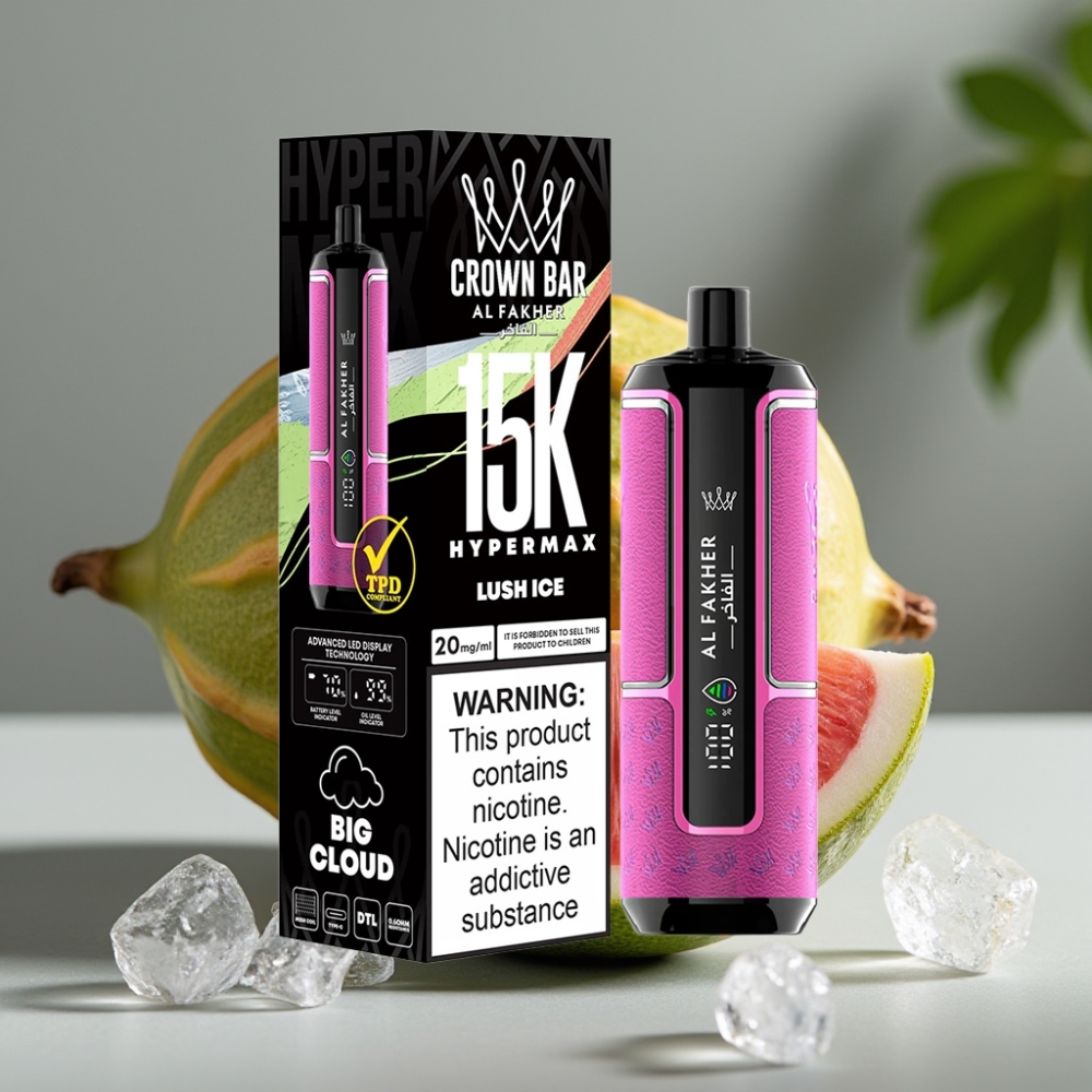 Al Fakher Crown Bar 15K Hypermax Wegwerp Vape Kit Lucht Ijs – 22ml, 600mAh, Type-C