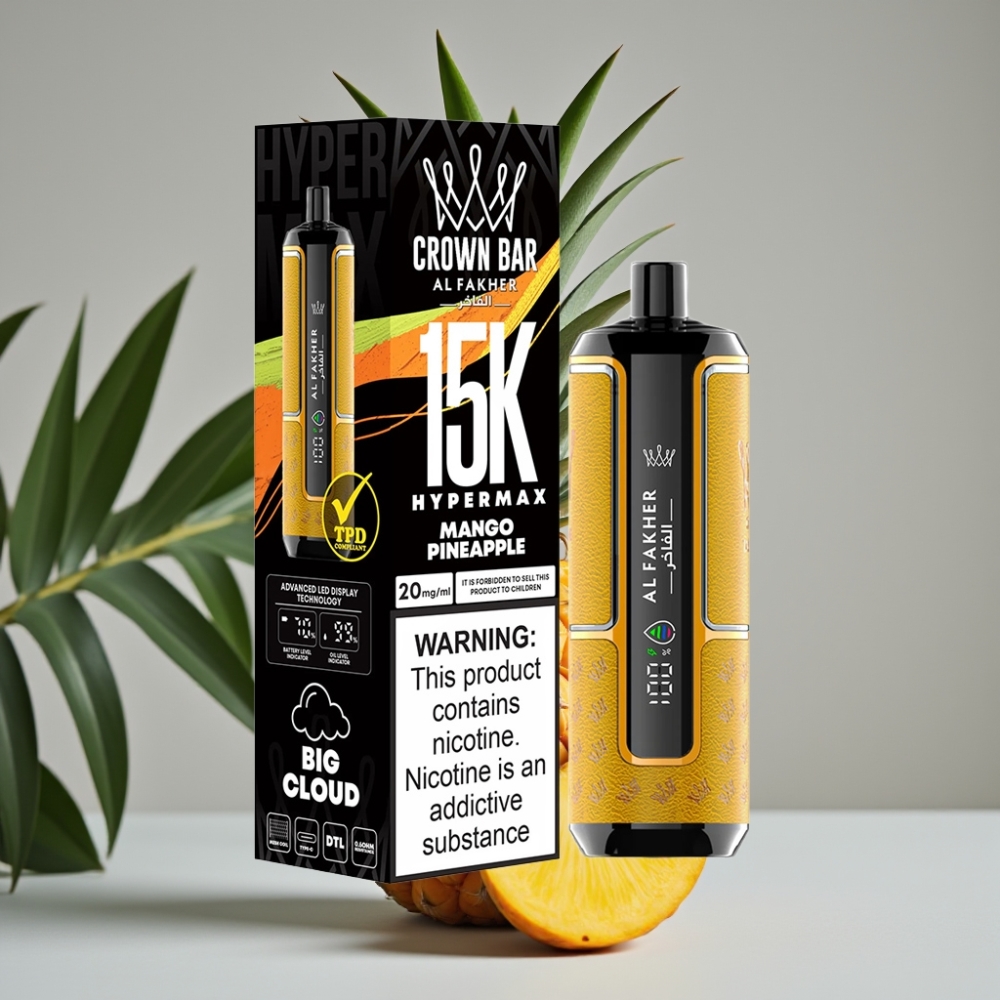 Al Fakher Crown Bar 15K Hypermax Wegwerp Vape Kit Mango Ananas – 22ml, 600mAh, Type-C