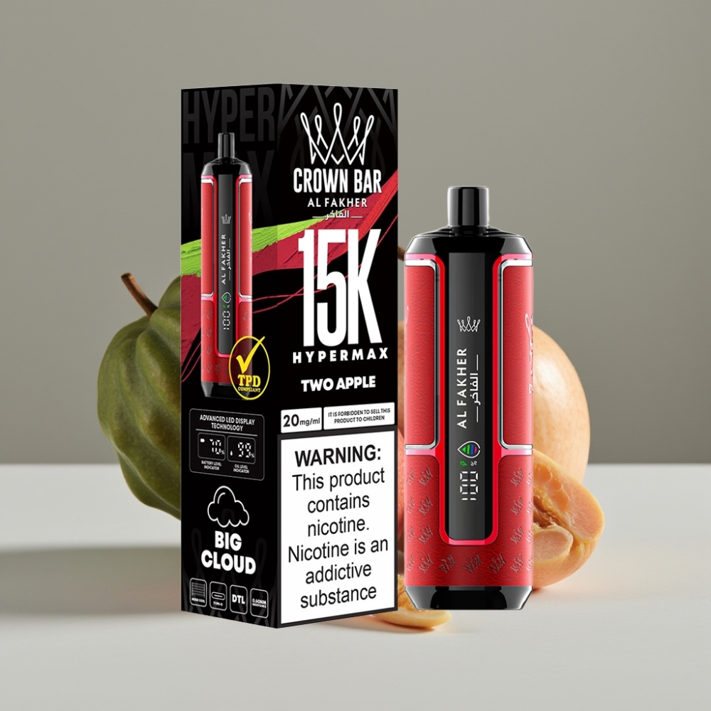 Al Fakher Crown Bar 15K Hypermax Wegwerp Vape Kit Twee Appel – 22ml, 600mAh, Type-C