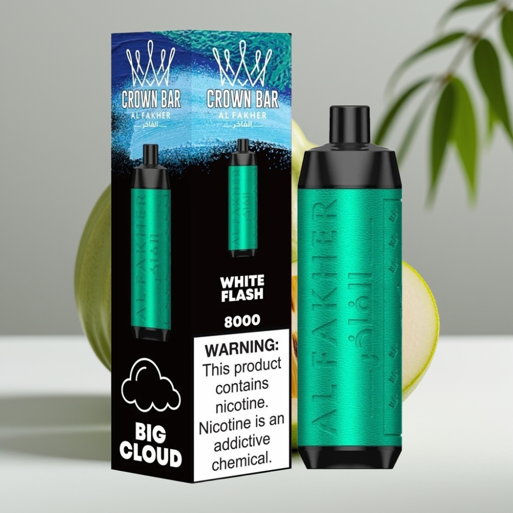 Al Fakher Crown Bar 8000 Crystal Disposable Vape White Flash 18ml 5mg 600mAh