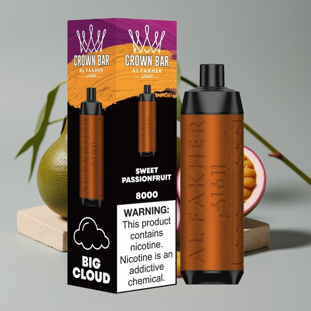 Al Fakher Crown Bar 8000 Crystal Disposable Vape Zoete Passievrucht 18ml 5mg