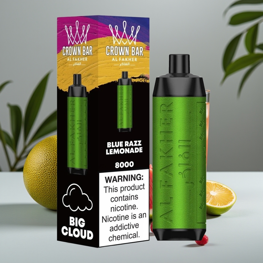 Al Fakher Crown Bar 8000 Crystal Wegwerp Vape Blauwe Razz Lemonade – 18ml, 5mg, 600mAh