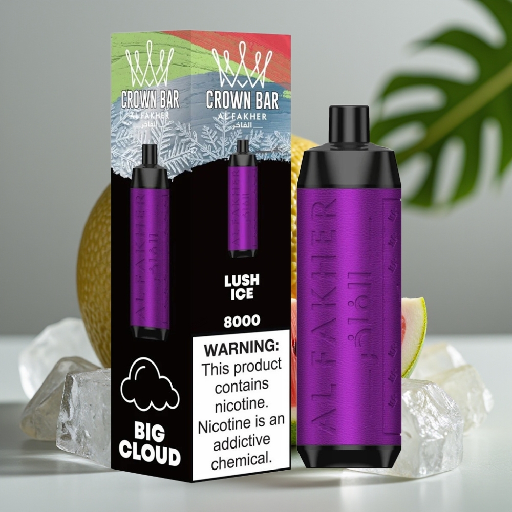 Al Fakher Crown Bar 8000 Crystal Wegwerp Vape Ice Lush – 18ml, 5mg, USB-C