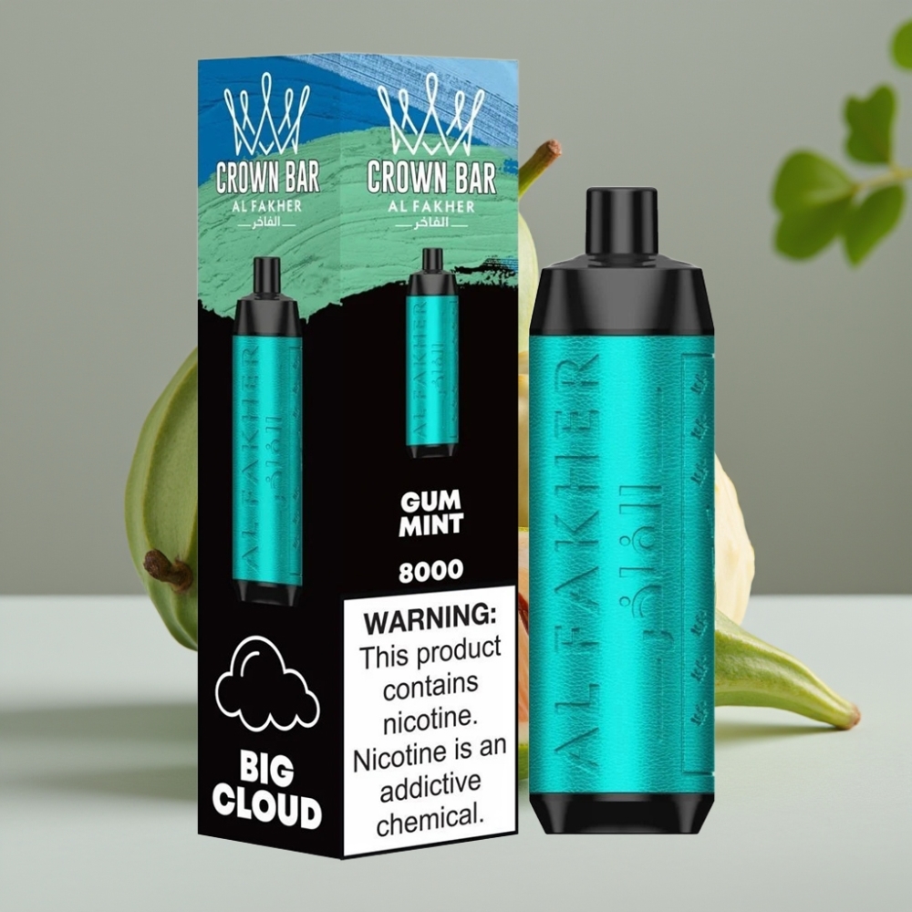 Al Fakher Crown Bar 8000 Crystal Wegwerp Vape Kauwgom Munt 18ml 5mg 0.6ohm