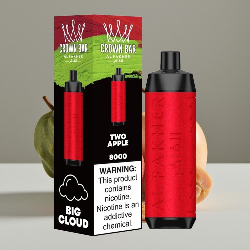 Al Fakher Crown Bar 8000 Crystal Wegwerp Vape Twee Appel – 18ml, 5mg, 600mAh
