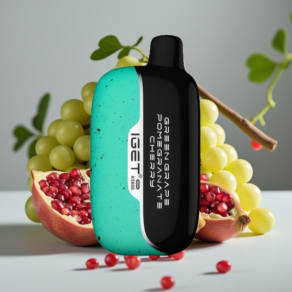 IGET Moon K5000 Puffs Disposable Vape Groene Druif Granaatappel Kers - 5000 Puffs, Mesh Coil 1.35 Ohm, 81.5g