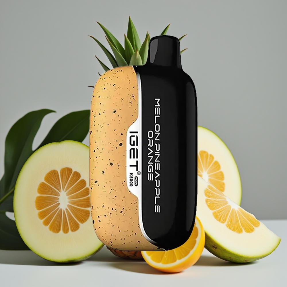 IGET Moon K5000 Puffs Disposable Vape Meloen Ananas Sinaasappel – 5000 Puffs, 1.35 Ohm Mesh Coil