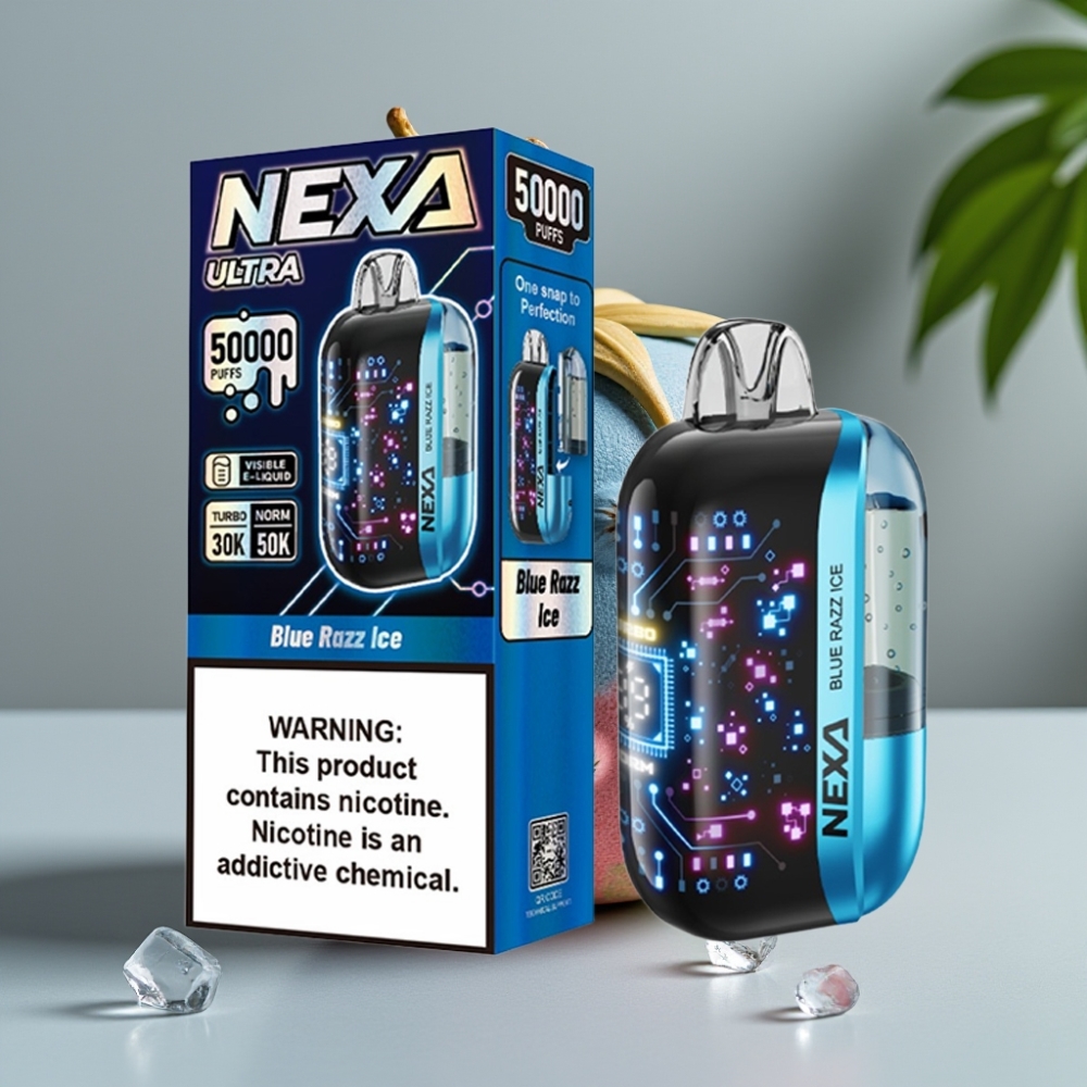 NEXA Ultra 50K Disposable Vape Blauwe Razz IJs 20ml 5% 0.9ohm