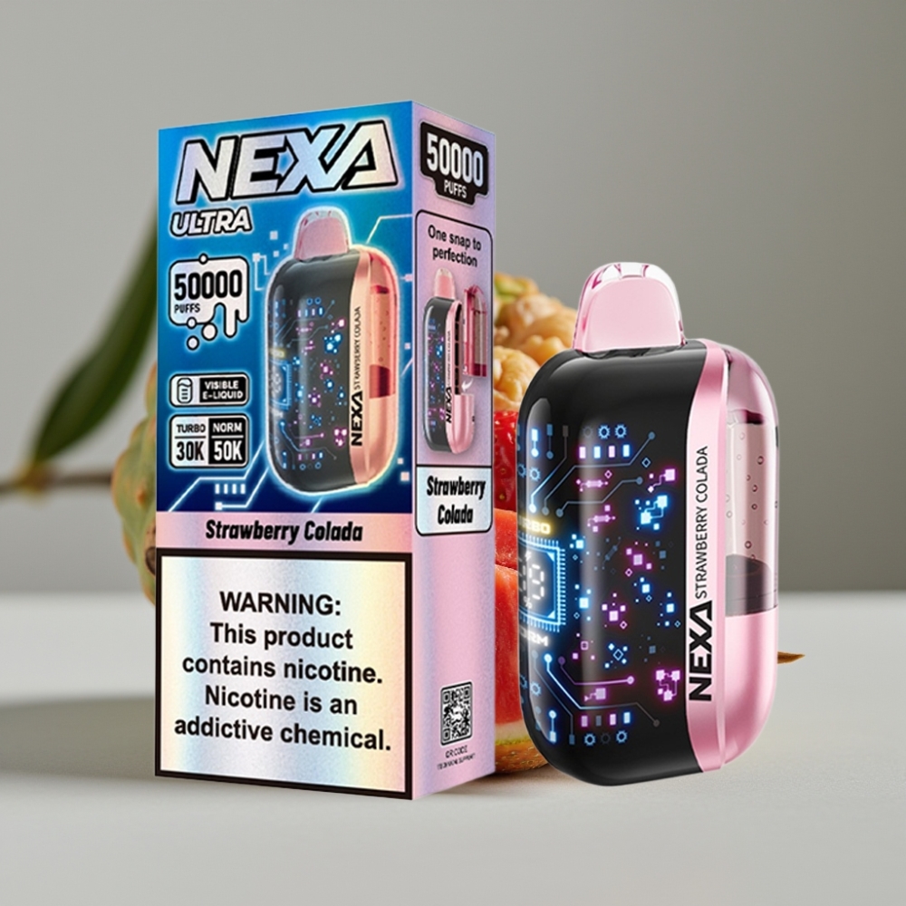 vape wholesale Suomi NEXA Ultra 50K Disposable Vape Aardbei Colada 20ml 5% 0.9ohm