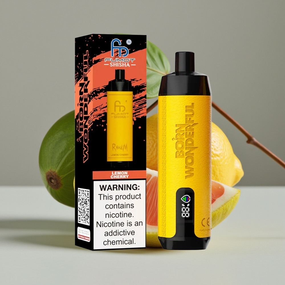 RandM Fumot Shisha 10000 Puffs Wegwerp Vape Citroen Kers 18ml 0.5% Nicotine