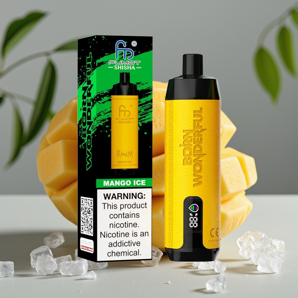 RandM Fumot Shisha 10000 Puffs Wegwerpsigaret Mango IJs 18ml 850mAh 0.6ohm