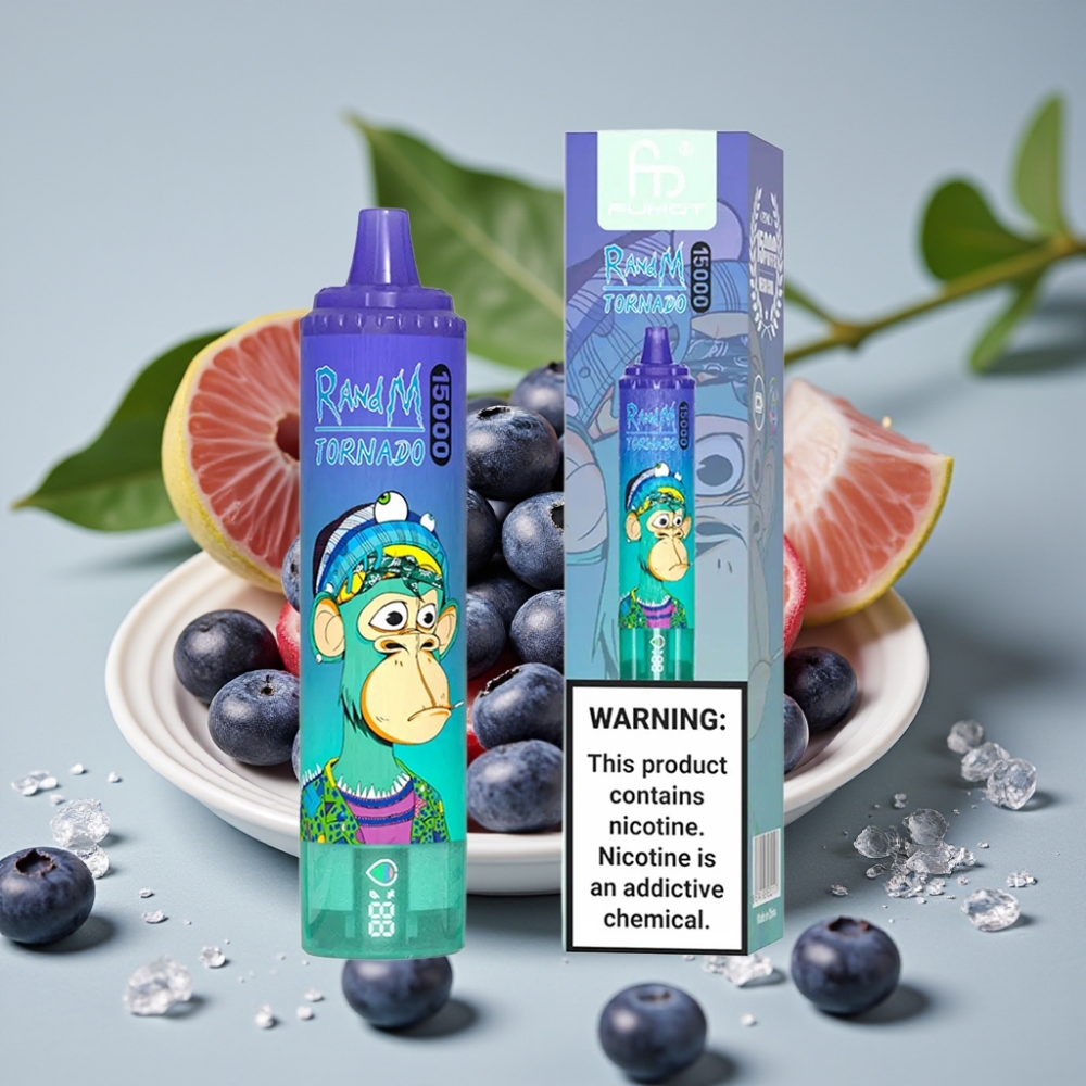 Fumot RandM Tornado 15000 Puffs 25ml 850mAh Blauwe Bes Met IJs