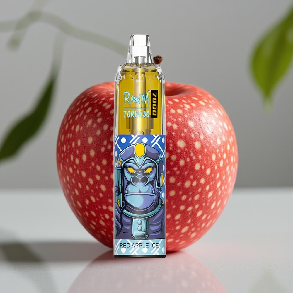 Fumot Tornado 7000 Disposable Vape Rode Appel IJs 7000 Puffs 14ML Mesh Coil