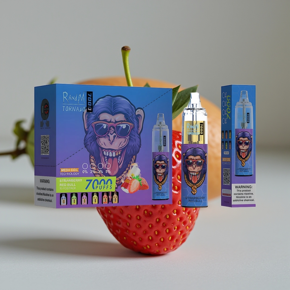 vape wholesale Suomi Fumot Tornado 7000 14ML Mesh Coil Type-C Aardbei Red Bull