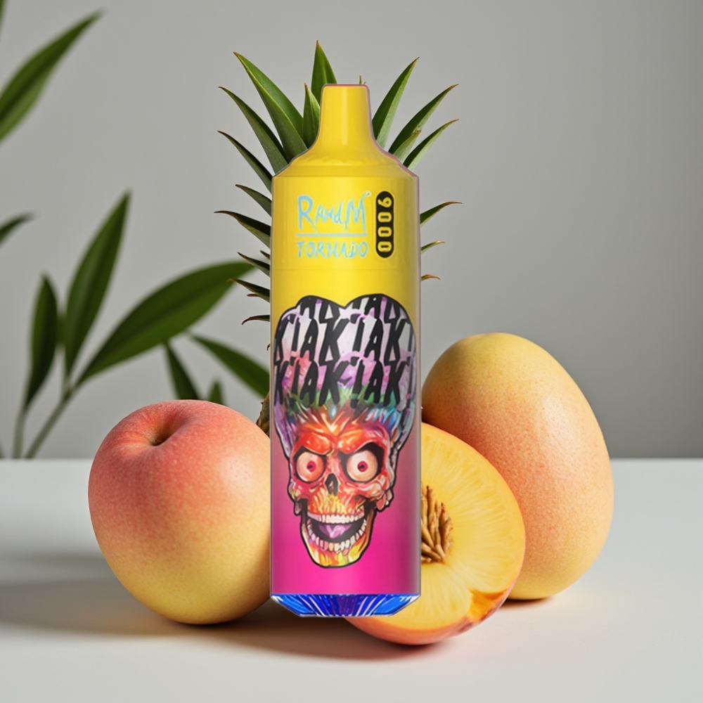 RandM Tornado 9000 Puffs 850 mAh 18 mL Mesh Coil Peachy Mango Ananas