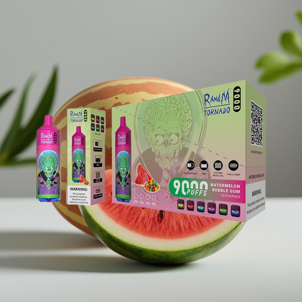 RandM Tornado 9000 Puffs 850mAh 18mL Mesh Coil Watermelon Bubble Gum