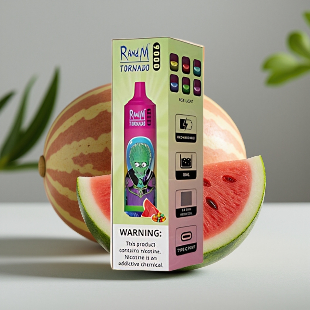 RandM Tornado 9000 Puffs 850mAh 18mL Mesh Coil Watermelon Bubble Gum