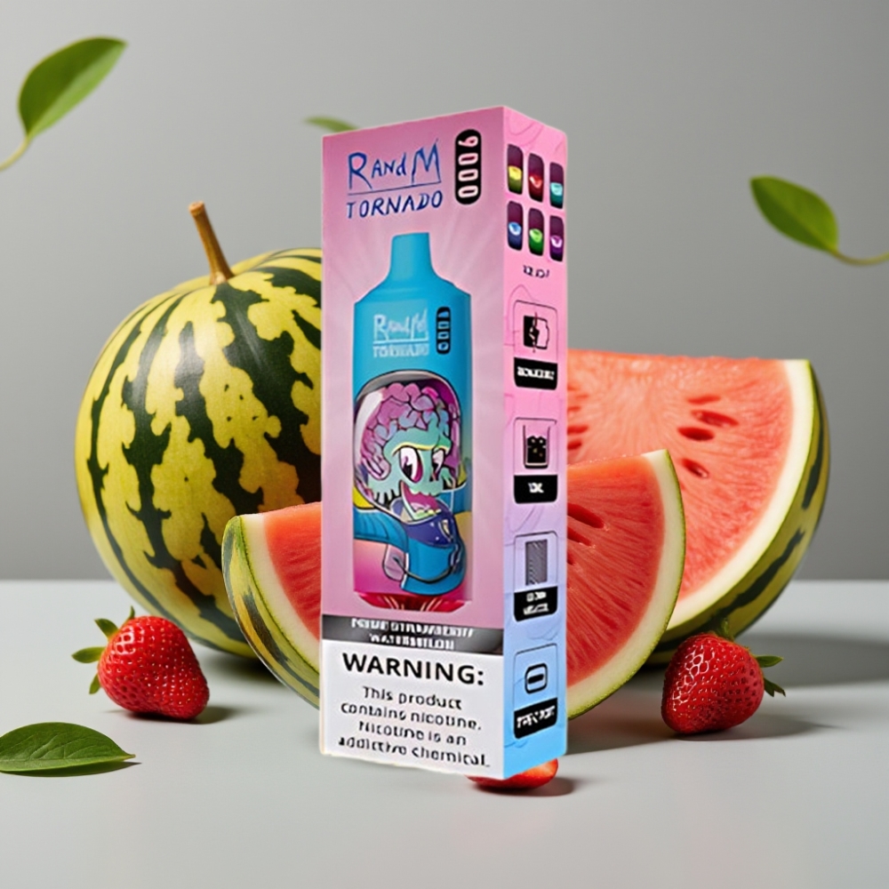 RandM Tornado 9000 Puffs Disposable Vape Prime Aardbei Watermeloen 18mL 850mAh Mesh Coil