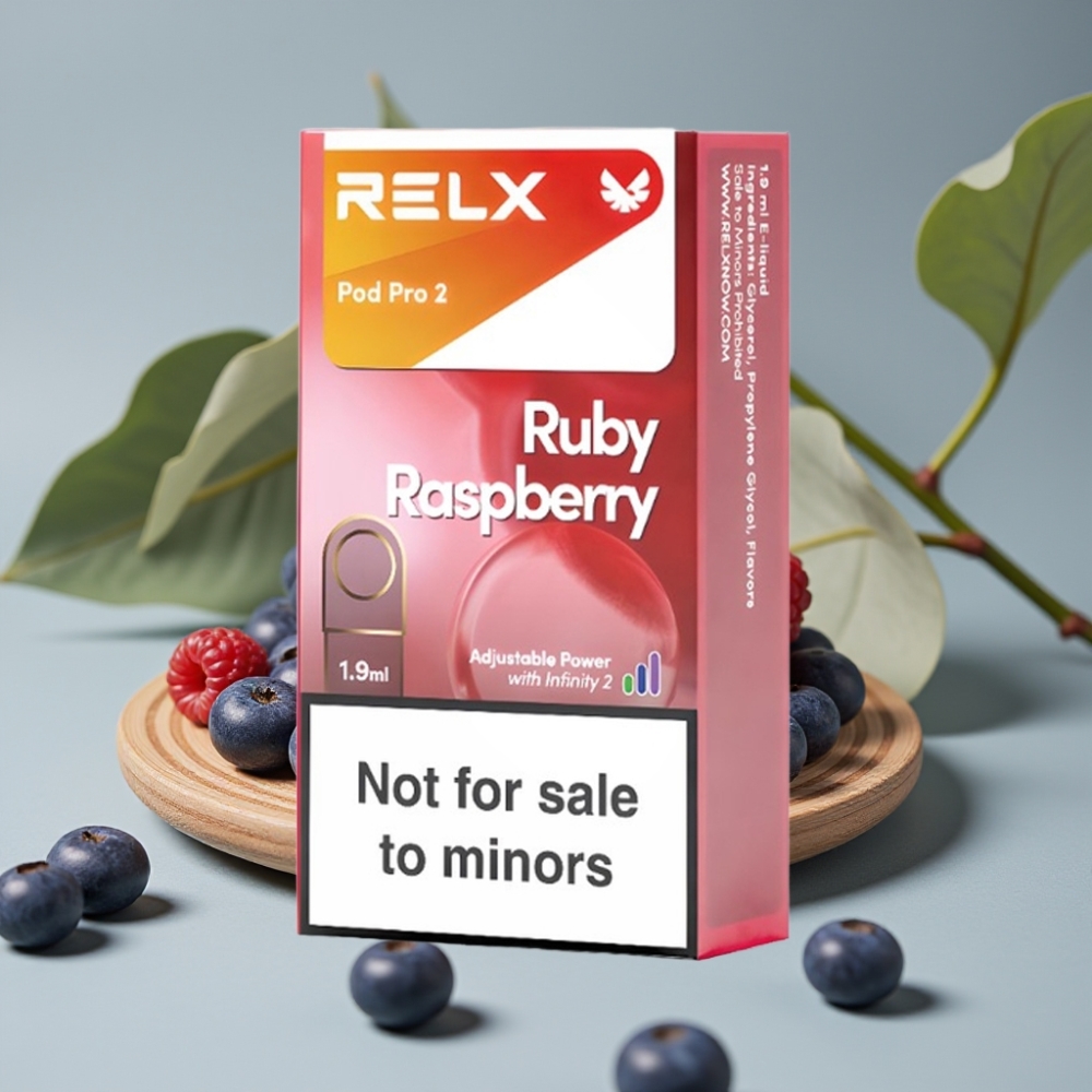 RELX Pod Pro 2 600 puffs 0% nicotine Blauwe Framboos 1.9ml 3 voltage modes
