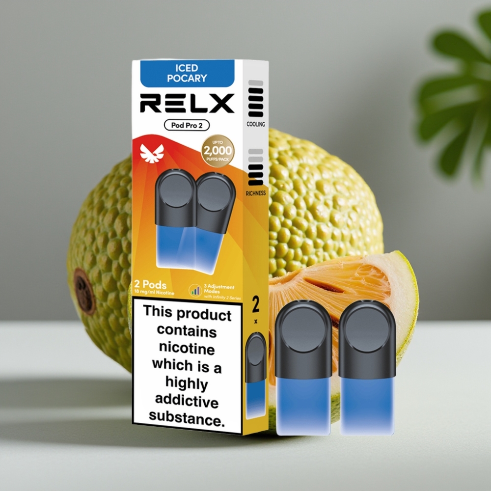 RELX Pod Pro 2 600 puffs 1,8% nicotine Iced Pocary 1,9ml 3 voltage modes