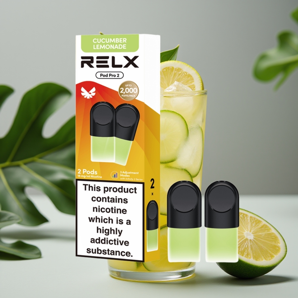 RELX Pod Pro 2 600 puffs 1.8% nicotine Komkommer Limonade 1.9ml 3 voltage modes