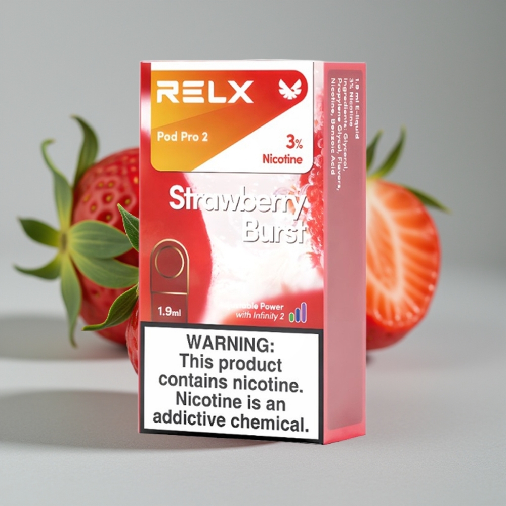 RELX Pod Pro 2 600 puffs 3% nicotine Aardbeien Burst 1,9ml 3 voltage modes