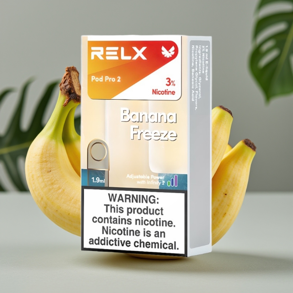 RELX Pod Pro 2 600 puffs Banana Freeze 3% nicotine 1.9ml 3 voltage modes