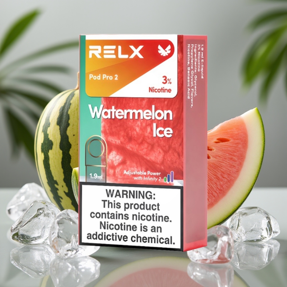RELX Pod Pro 2 Watermeloen IJs 600 puffs 3% nicotine 1.9ml 3 voltage modes