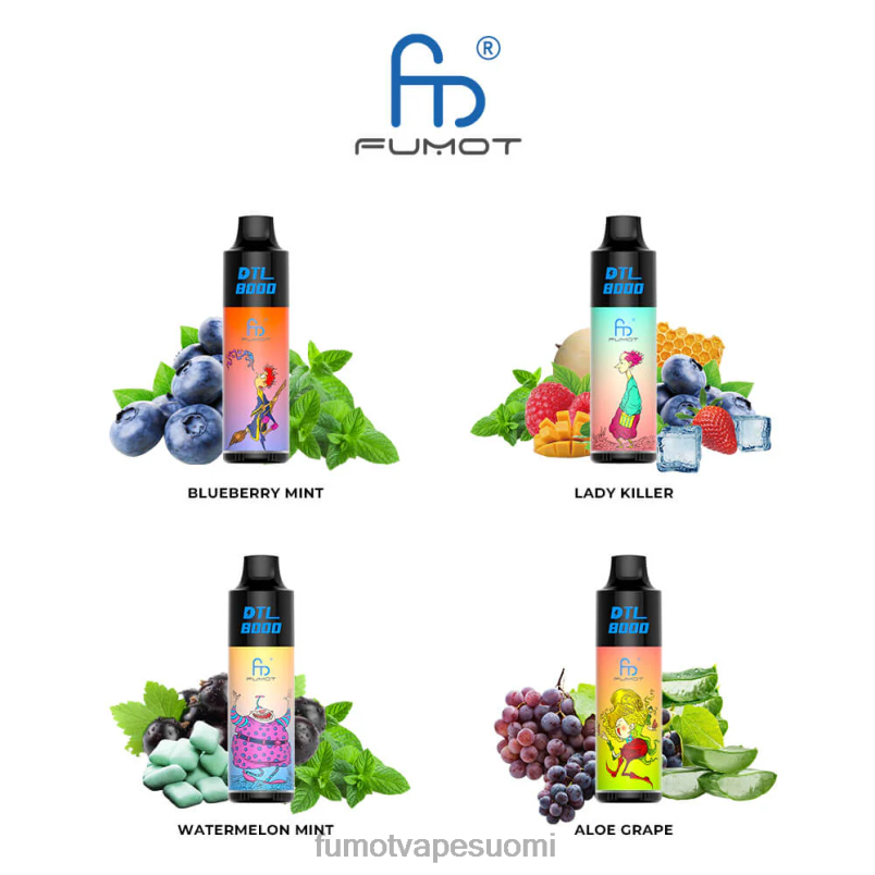 Fumot Puff | aloe rypäle 8X48Z413 8000 kertakäyttöinen vape kynä - 16 ml (1 kpl) Fumot DTL