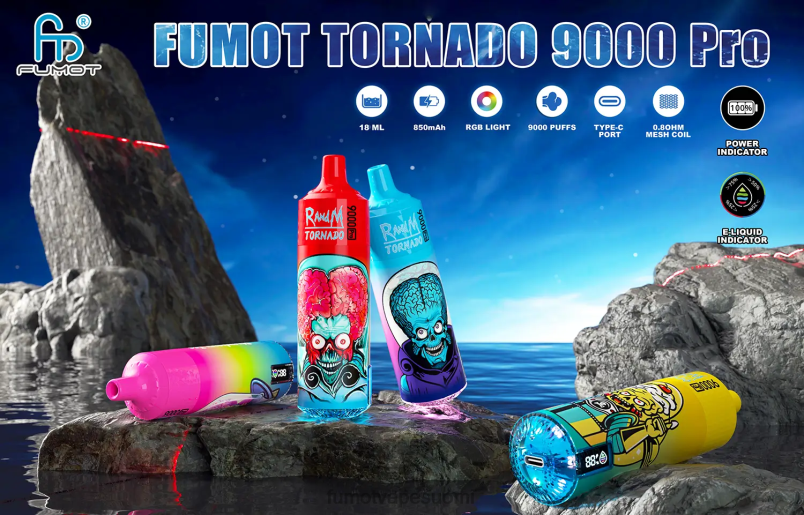 Fumot Flavours | vimto 8X48Z240 1 kpl 9000 pro 18ml kertakäyttöinen vape Fumot Tornado
