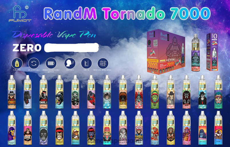 Fumot Flavours | vimto murskata 8X48Z550 7000 kertakäyttöinen vape kynä 0% - 14ml (1 kpl) Fumot Tornado