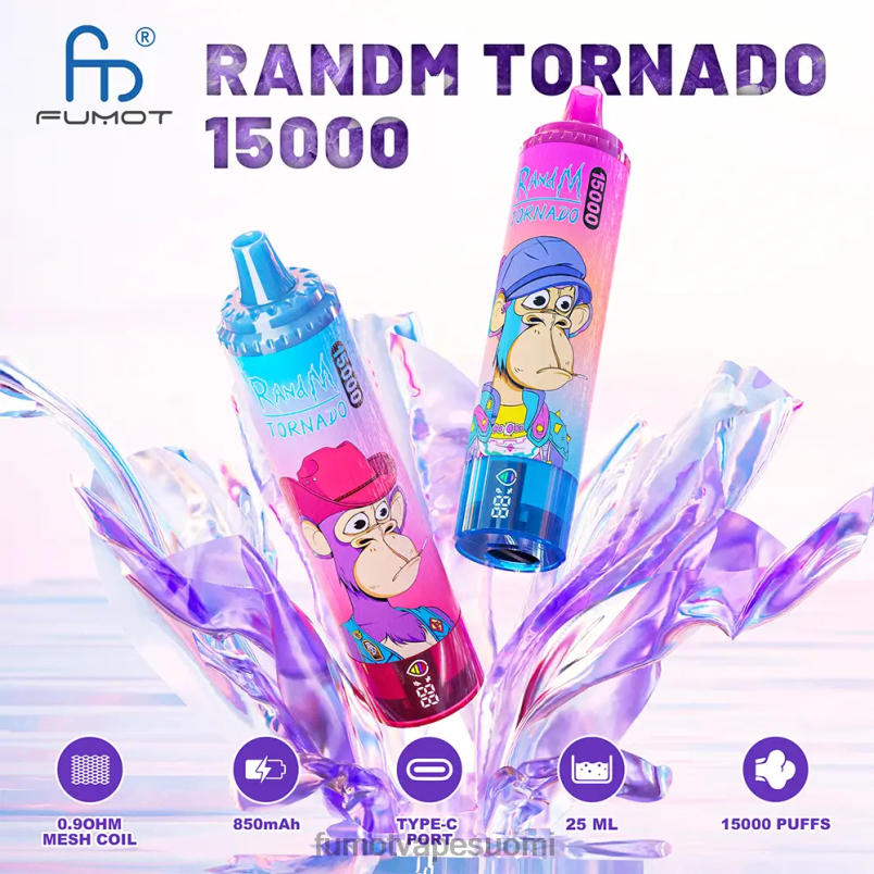 Fumot Vape Price | vimto 8X48Z189 15 000 kertakäyttöistä vape - 25 ml (1 kpl) Fumot Tornado
