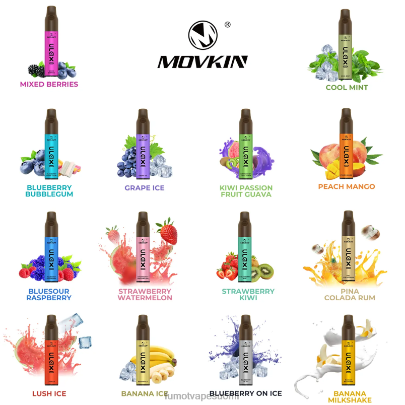 Fumot Puff | kiivi passionhedelmä guava 8X48Z323 6800 kertakäyttöinen vape, keraaminen kela - 8ml (1 kpl) Fumot Movkin Ulax