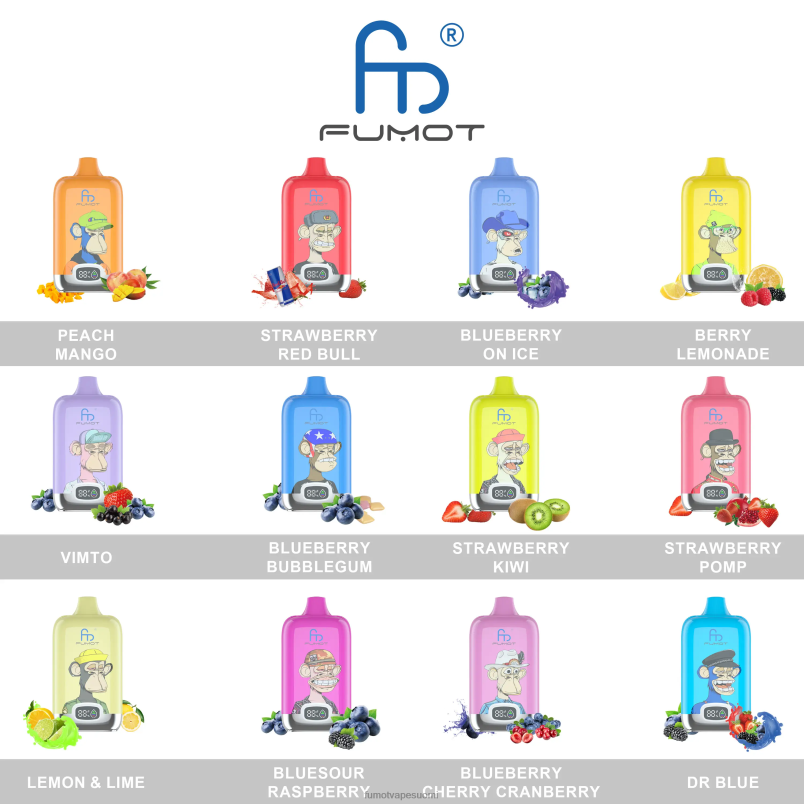 Fumot Vape Reddit | sininen razz-limonadi 8X48Z116 12 000 kertakäyttöinen vape pod - 20 ml (1 kpl) Fumot Digital Box