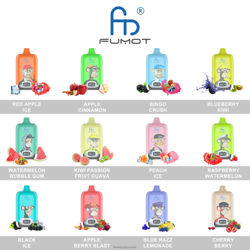 Fumot Vape Reddit | sininen razz-limonadi 8X48Z116 12 000 kertakäyttöinen vape pod - 20 ml (1 kpl) Fumot Digital Box